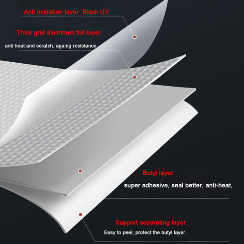 Butyl Tape Waterproof Tape, Aluminum Foil Butyl Seal Tape for Leakage, Butyl Rubber Tape for Reapring for Boat, Pipe Sealing, Roof Crack, RV, Awning, Window Sealing - 4"W x 16'L