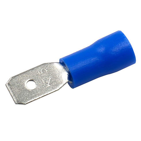 Baomain 0.187" Female & Male Spade Connectors, 16-14 AWG, Fully Insulated Crimp Terminals, Blue (200-Pack)