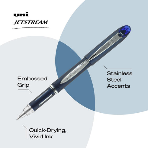 uniball Jetstream Ballpoint Pen - Stick, Fine 0.7 Mm, Blue Ink, Blue Barrel
