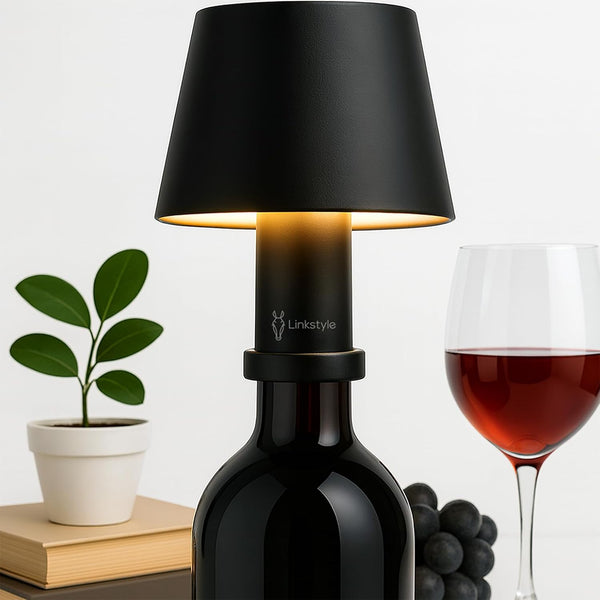 VINOWAKE Glovi Premium Wine Bottle Lamp by LINKSTYLE Dimmable White Lights, Rechargeable