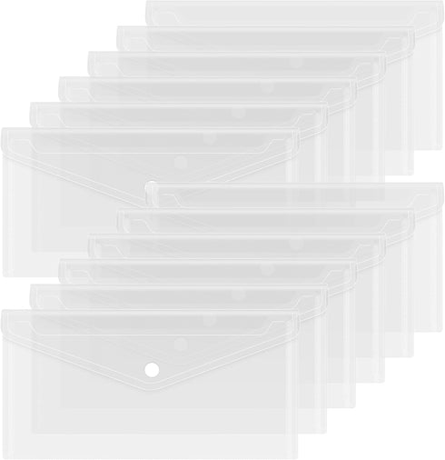 GoodSing 12 Pack Clear Plastic Envelopes A6, Reusable Document File Organizer with Snap Closure for School Home Office,