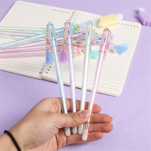 Katartizo 1PC Cute Drifting Bottle Bear Pendant Gel Pen, Sweet Lovely Erasable Stationery for School Office Supplies