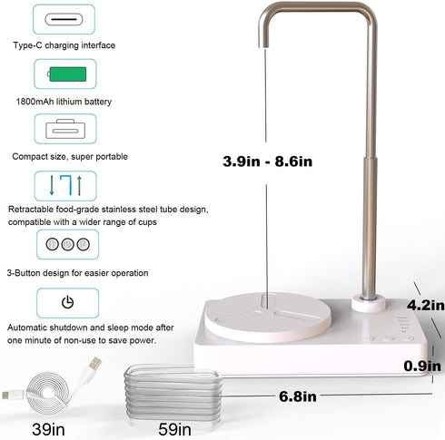 Desk Water Dispenser- Intelligent Desktop Water Bottle, Automatic Water Pump for Universal Bottle Water Dispenser USB