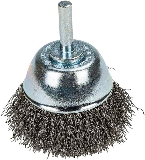 Forney 60005 Cup Brush, Coarse Crimped Wire, 2 1/2-Inch with 1/4-Inch Shank