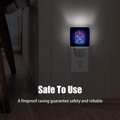 Game Neon Night Light, Let's Play Game Night Lights Plug into Wall Decor for Bedroom, Bathroom, Hallway, Kitchen, Dusk