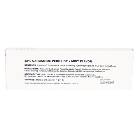 32% 4 2.5 ml LumiBrite Take-Home Whitening Gel Refill Syringes