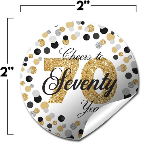 Cheers to 70 Years Party Sticker Labels, 40 2" Circle Stickers by AmandaCreation for Party Favors