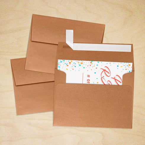 LUXPaper A2 Invitation Envelopes | 4 3/8" x 5 3/4" | Copper Metallic | 80lb. Text | 50 Qty | Peel & Press