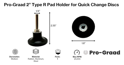 Pro-Graad 2" Disc Pad Holder with Shank, Die Grinder Sanding Suitable for Roll Lock, Type R, R-Type Quick Change Disc