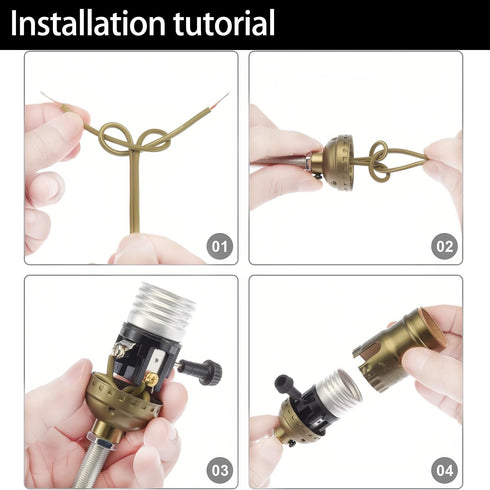 4-Stage E26 Settings, 10ft Lamp Holder Replacement Kit, Threaded Base, Turn Knob for Strong/Medium/Weak/Off Light