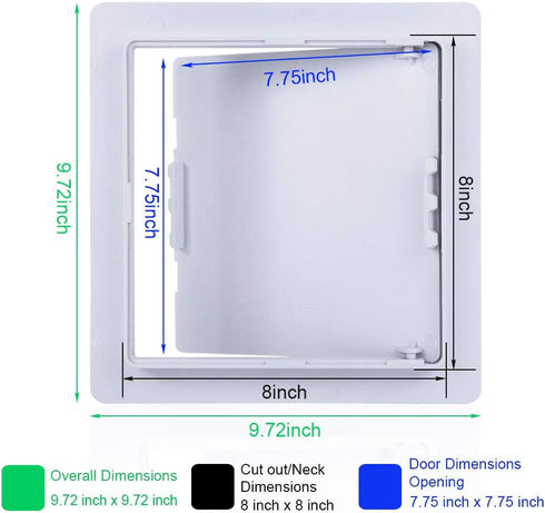 Suteck 8 x 8 Inch Plumbing Access Panel for Drywall Ceiling, Reinforced Plastic Wall Access Doors