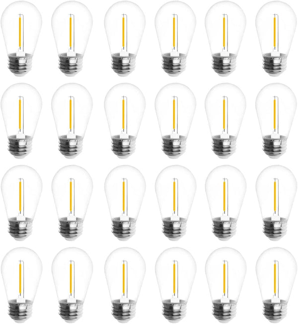 Jslinter 24-Pack LED 1W String Light Bulbs, S14 Plastic Shatterproof Vintage Style Replacement, 2200K Warm White