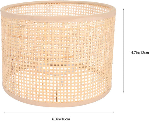 Rattan Woven Lamp Shade Rattan Basket Chandelier Lamp Shade Clip- On Vintage Table Light Cover Floor Lamp Replacement
