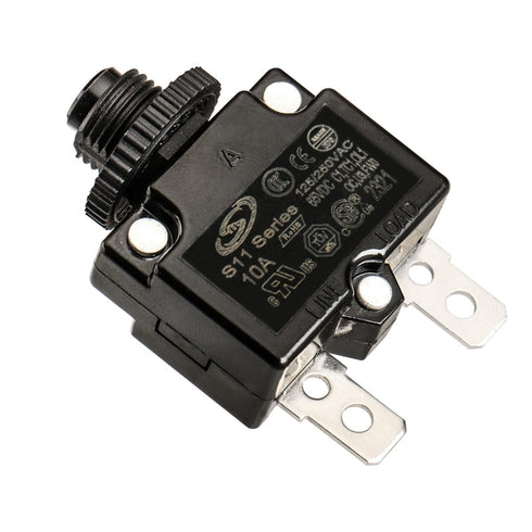 Baomain 10A Circuit Breaker, Thermal Overload Protector, S11 Series 125/250VAC/65VDC, Pack of 10, Black
