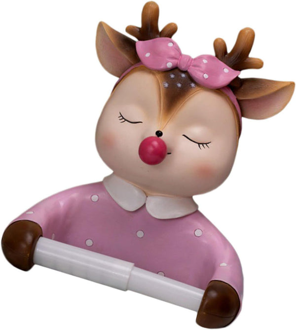 WOONEKY Creative Cartoon Reindeer Toilet Paper Holder Wall-Mounted Roll Paper Rack Bathroom