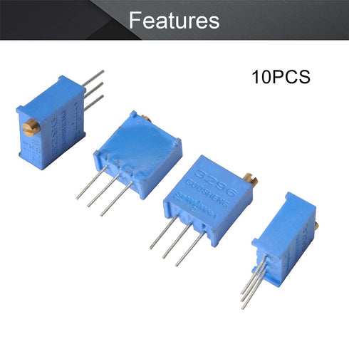 Fielect 10Pcs 5K Ohm Multiturn Trimmer Potentiometer - High Precision Variable Resistor 3296W Potentiometer