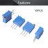 Fielect 10Pcs 5K Ohm Multiturn Trimmer Potentiometer - High Precision Variable Resistor 3296W Potentiometer