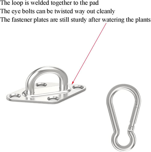 Goiio 4 Pcs 2.36 Inch Pad Eye Plate Hook, 304 Stainless Steel for Outdoor and Indoor Activities