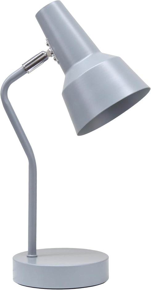 Simple Designs LD1078-GRY 15.2" Sleek Essentials Metal Cone Shade Desk Lamp with