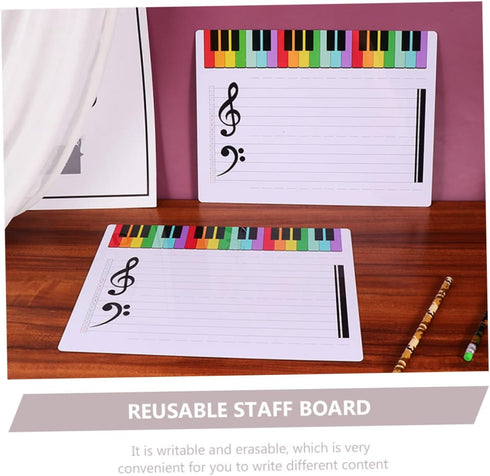 Exercise Board Reusable Stave Whiteboard, Writable Staff Teaching Whiteboard for Piano Stave Cards Notation Tool