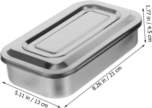 8 Inch Stainless Steel Medical Instrument Tray with Lid - Ideal for Home and Salon Use