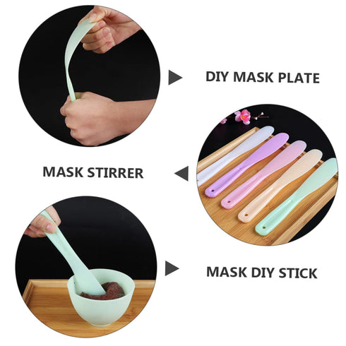 5 Pack Baluue Facial Mask Plate Mixing Spoon Easy to Clean Reusable Beauty Tool for Diy Face Mask