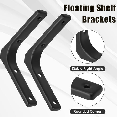 Hordion 4pcs 4 Inch, Wall Shelf Brackets Heavy Duty L Bracket Right Angle Brackets Steel Corner Brace with Screws