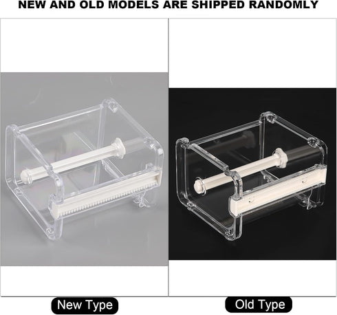 Transparent Adhesive Tape Dispenser, Desktop Washi Tape Holder with Cutter for Office (Tapes Not Included, White)