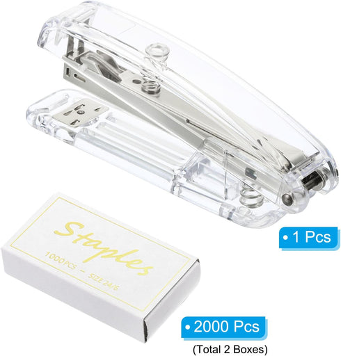 PATIKIL Acrylic Stapler Set, Portable Manual Effortless Desktop Stapler with 2000 Pcs 24/6 Staples for Home Office