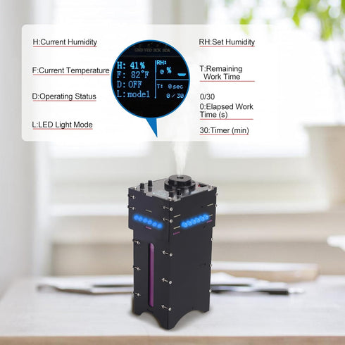 Settings, MIOYOOW DIY Humidifier Soldering Practice Kit, Electronics Project with Time & Humidity OLED Display, LED