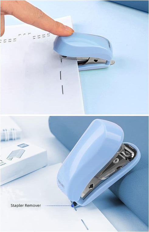 Pink Mini Stapler Hand Stapler with Staple Remover and 1 Box Staples, Cute Stationery for Students
