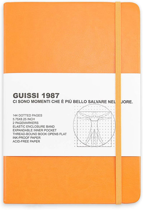 Classic Dotted Grid Bullet Notebook Journal, A5, 144 Pages, Premium 100gsm Thick Acid-free Paper with Fine Inner Pocket.