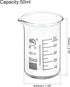 PATIKIL 50ml Tall Form Glass Beaker, 2 Pack 3.3 Borosilicate Glass Graduated Measuring Cups with Spout