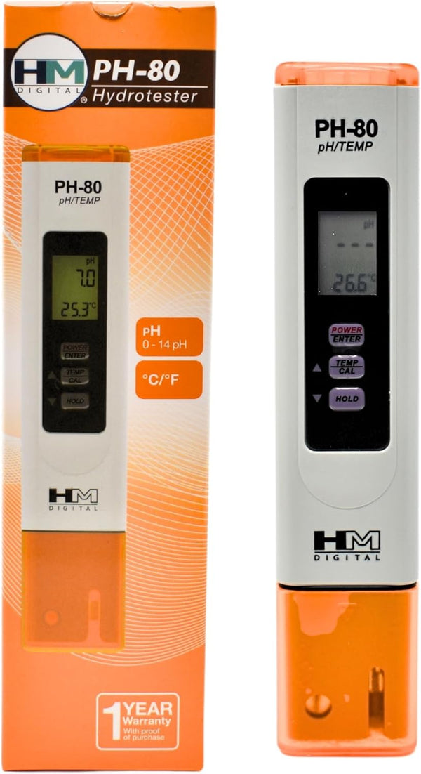HM Digital HMPH80 Digital pH/Temperature Meter, 0-14 pH Range, Purple