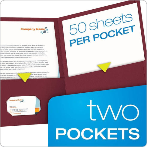 Oxford Twin-Pocket Folders, Burgundy, Textured Paper, Letter Size, Box of 25, Holds 100 Sheets