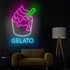 Open Gelato Ice Cream Shop Led Sign, Gelato Ice Cream Wall Led Light, ice cream Dessert Decor for Business Store Cafe