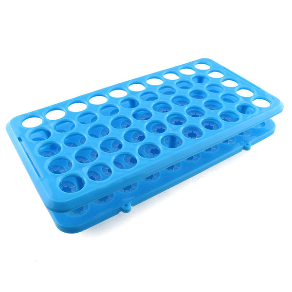 E-outstanding Test Tube Rack, Blue Plastic Centrifuge Tube Racks with Silicone Pad for 50 Positions