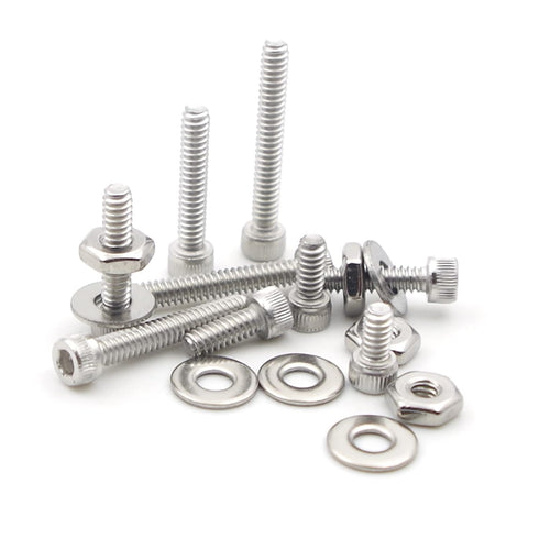 #6-32 UNC Stainless Steel Hex Socket Head Cap Screws, Hex Nuts, Flat Washers Assortment Kit