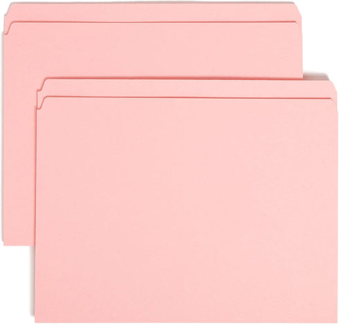 Smead File Folder - Straight-Cut Tab, Letter Size, Pink - 100 per Box (10942)