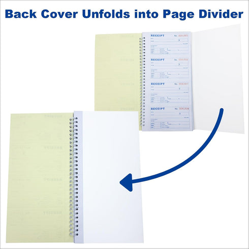 IWIZPRINT 3-Part 5-1/2" 11" 100 Sets 4 Copies(5-Pack) Money and Rent Receipt Book Carbonless x Spiral Bound per Book