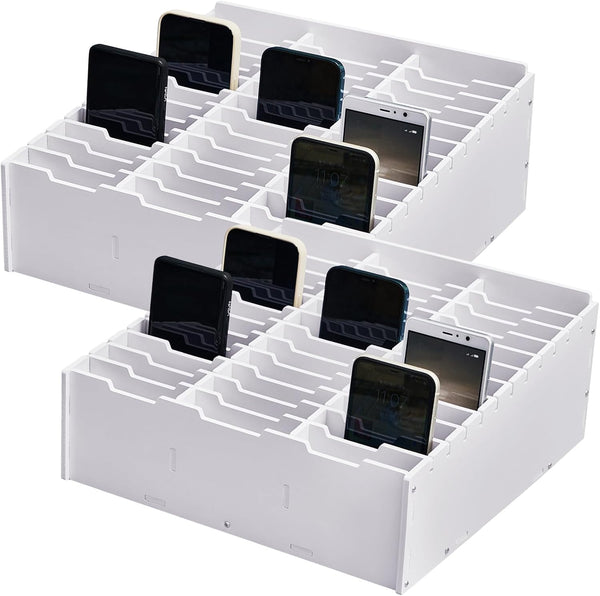 Ctosree 2 Pcs Cell Phone Holder, Multifunctional Classroom Caddy Storage Box for Desk (15.35 x 12.22 x 4.45 Inch)