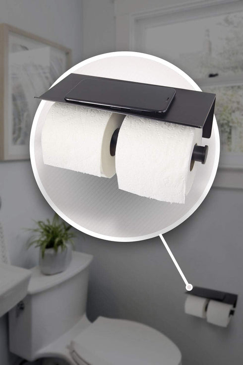 Neater Nest Modern Reversible Toilet Paper Holder with Phone Shelf - Oil Rubbed Bronze