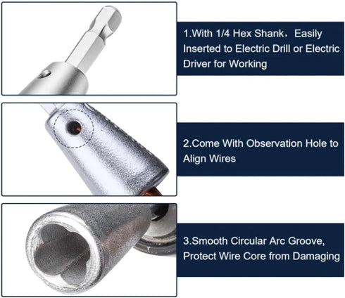 2026 6MM (1pcs) Wire Stripping and Twisting Tool, New Hex Shank Wire Nut Twister, Wire Twister Tool for Drill