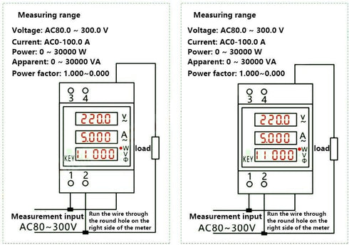 YWBL-WH Digital Energy Meter, Multi-Functional LED Active Power Meter for Measuring The AC Voltage and Current (AC80-300V)