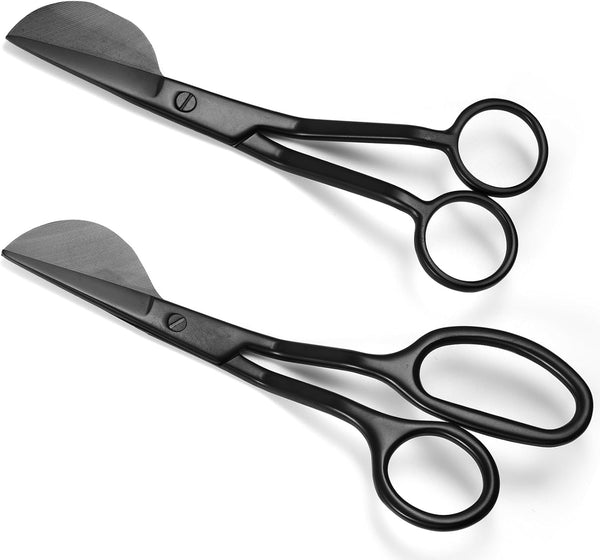 2 Pieces Duckbill Shears 6 and 7 Inches, Bent Curved Offset Handle Duckbill Scissors for Crafting and Fabric