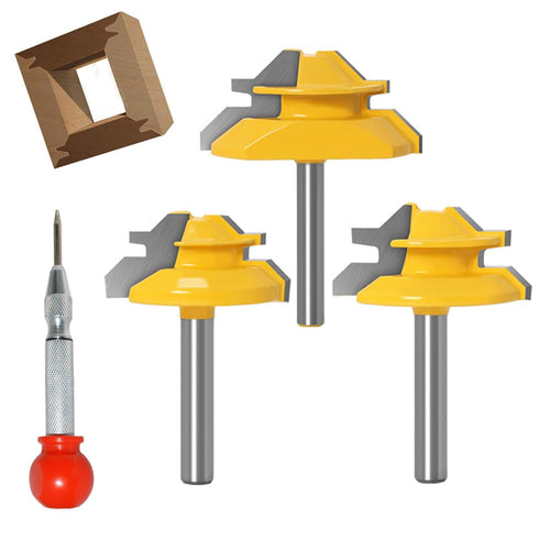 YHSITFNG 45 Degree Lock Miter Router Bit, 1/4 Inch Shank, 1/2", 5/8", 3/4"