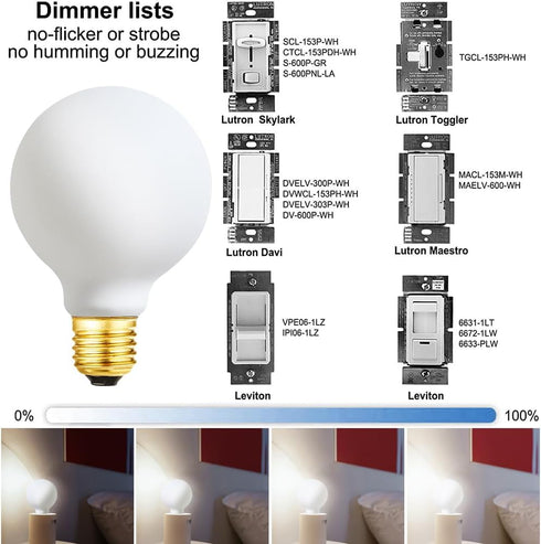 LVYE G25 LED Light Bulb, E26 Base, 6W Dimmable Edison Globe Bulb, 600LM, 4000K Daylight, Outside Frosted Glass, 4 Pack