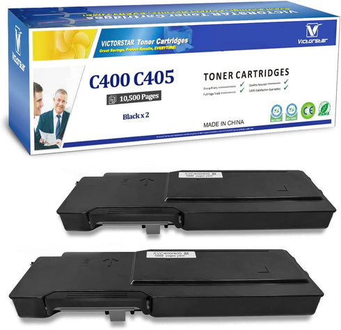 VICTORSTAR Remanufactured Toner Cartridges C400 C405 2 Black Extra High Yield for Xerox C400 C400n C400dn C405 C405n