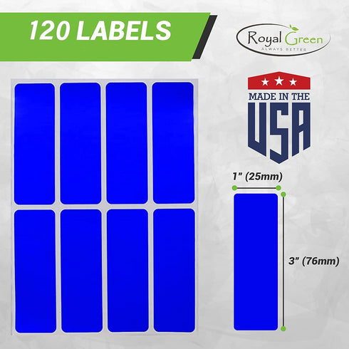 Royal Green Rectangular Stickers - Color Coded Writable Labels for Organizing, 120-Pack (Neon Red)