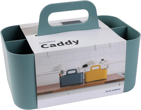 BLUE GINKGO Multipurpose Caddy Organizer, Stackable Plastic Caddy with Handle for Desk, Makeup, Dorm, Classroom (Green)
